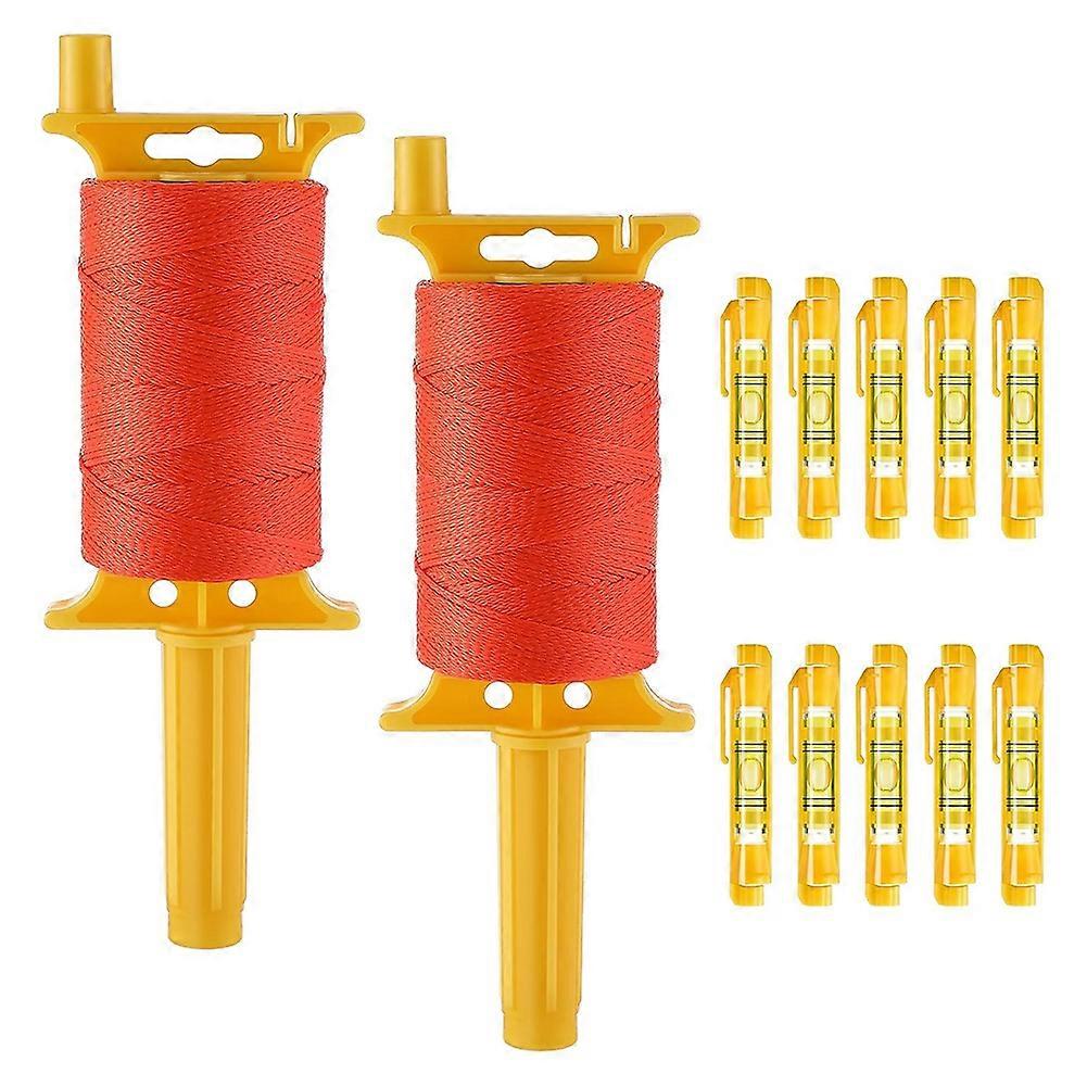 2 Pack Mason-Line with Handle, Twisted 540 FT 18 Reloadable Line Reel with 10 Built in Levels, Braided Nylon Line