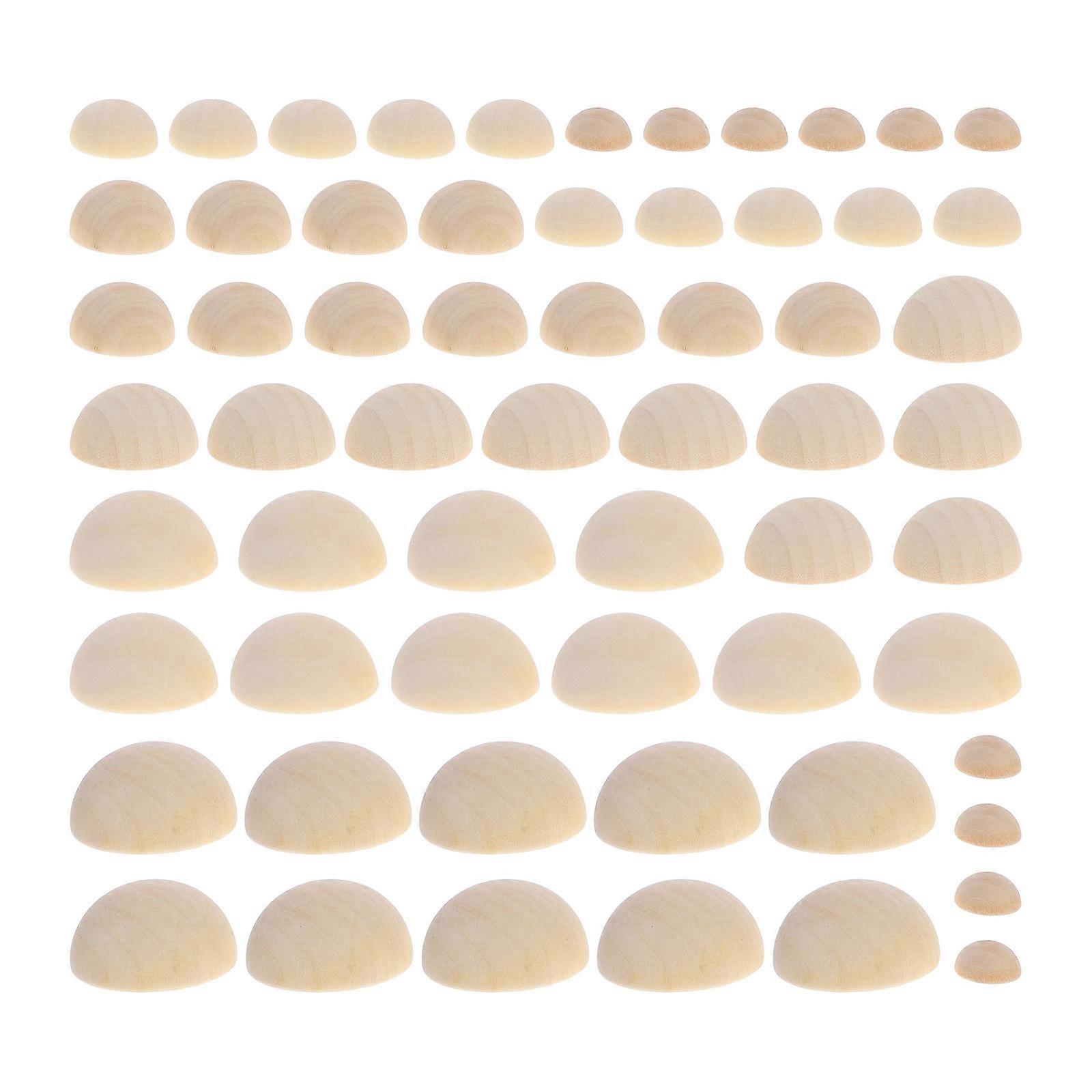 Wooden Beads for Crafts with Smooth Surface and Half Structure Ideal for DIY Decoration Beige Color 60pcs