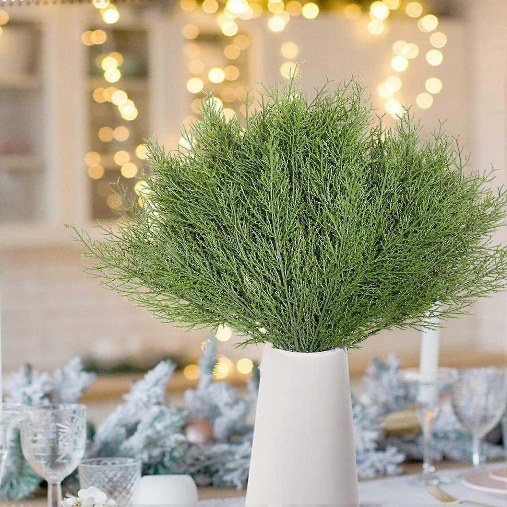 24 Pack Artificial Norfolk Pine Branches with Realistic Evergreen Look for Wreaths and Garland Decor