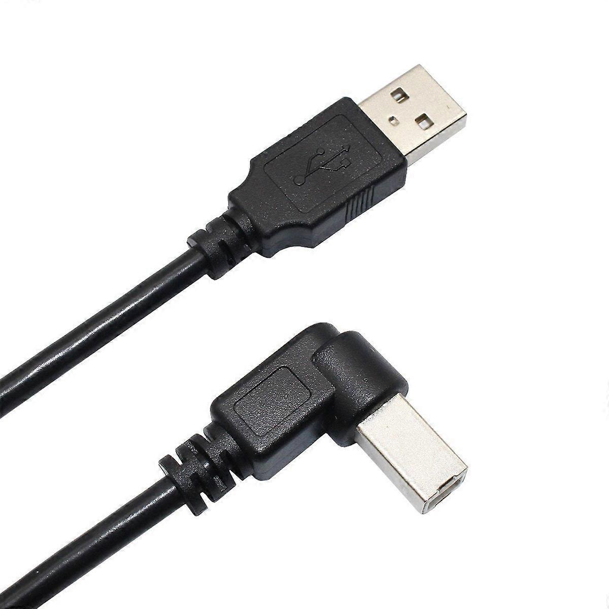 Cabo USB 2.0 de 1,8 m com conector angular para interface de áudio, teclado MIDI e microfone USB, preto.