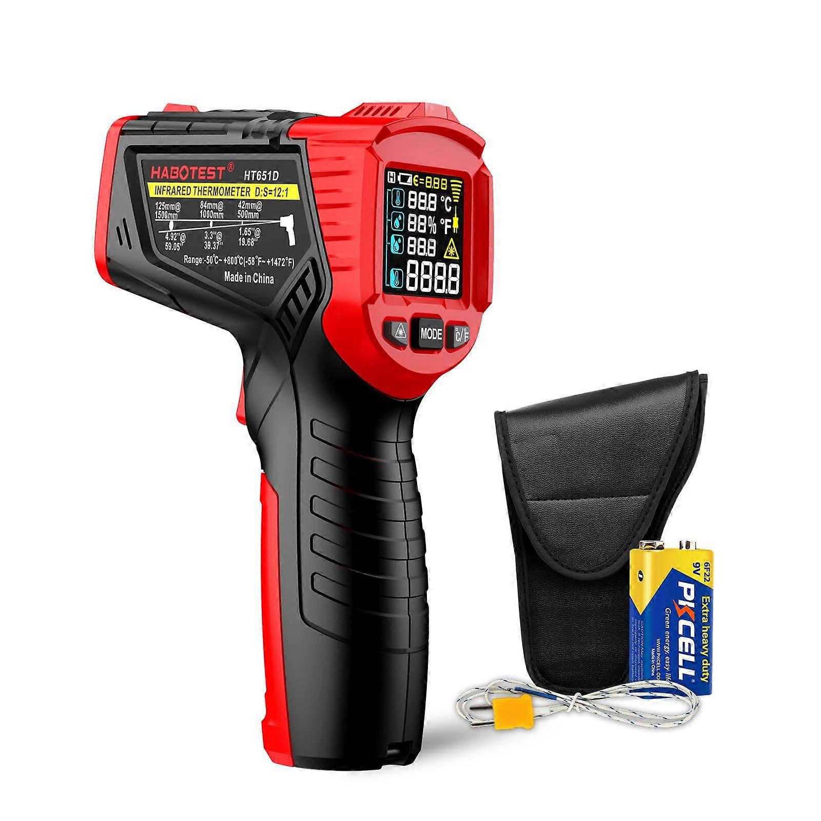 Infrared Thermometer Laser Temperature Gun for Cooking BBQ Pizza Oven Reptile Dual Modes Adjustable Emissivity