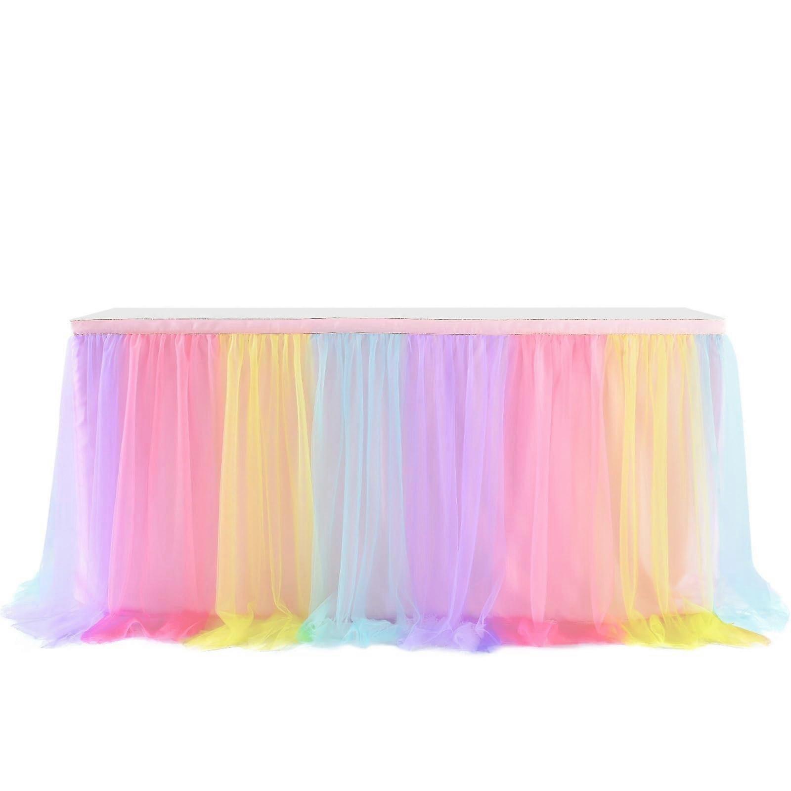Wedding Table Skirt MultiColored Tulle for 4FT Tables Elegant WrinkleResistant Party Decor