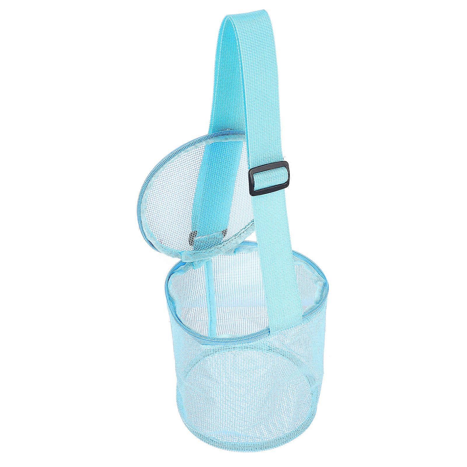 Seashell Bag Large Mesh Storage Bag for 3Pcs Blue Beach Pouches