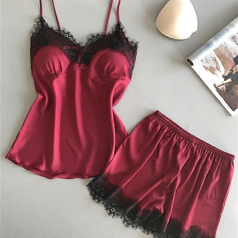 2025 Women's Two-Piece Silk Pajama Set with Straps