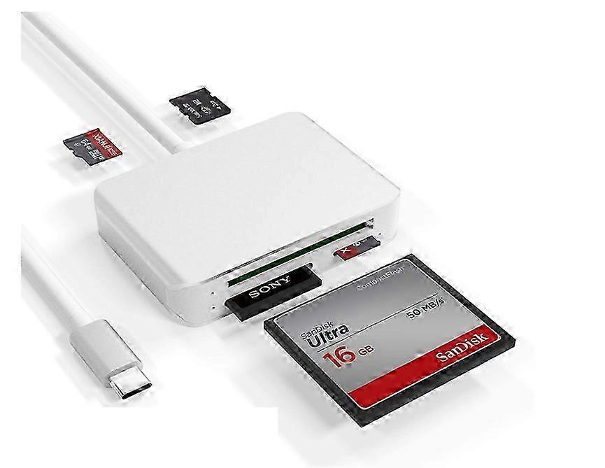 25-26 USB C Card Reader, 5 in 1 Type C CF Card Reader USB 3.1 Type C Memory Card Reader for Compact Flash (CF), SDXC, SDHC, SD, Micro SD/TF/