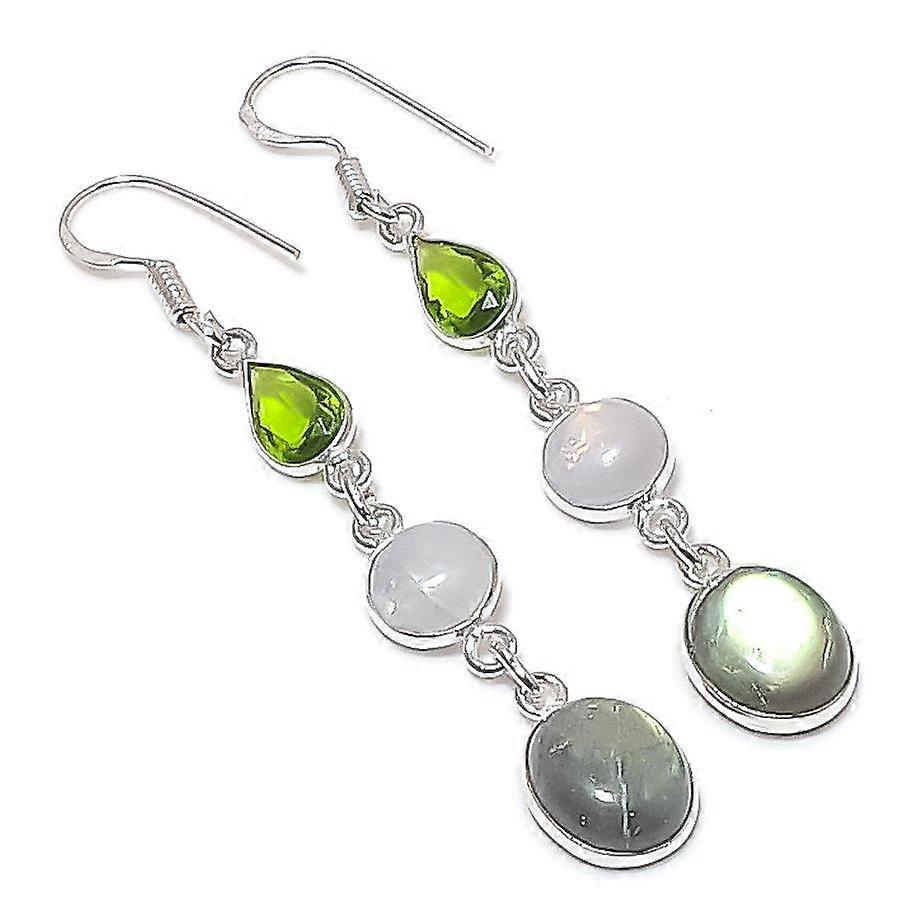 Labradorite, Moonstone Gemstone 925 Sterling Silver Earring 2.56"