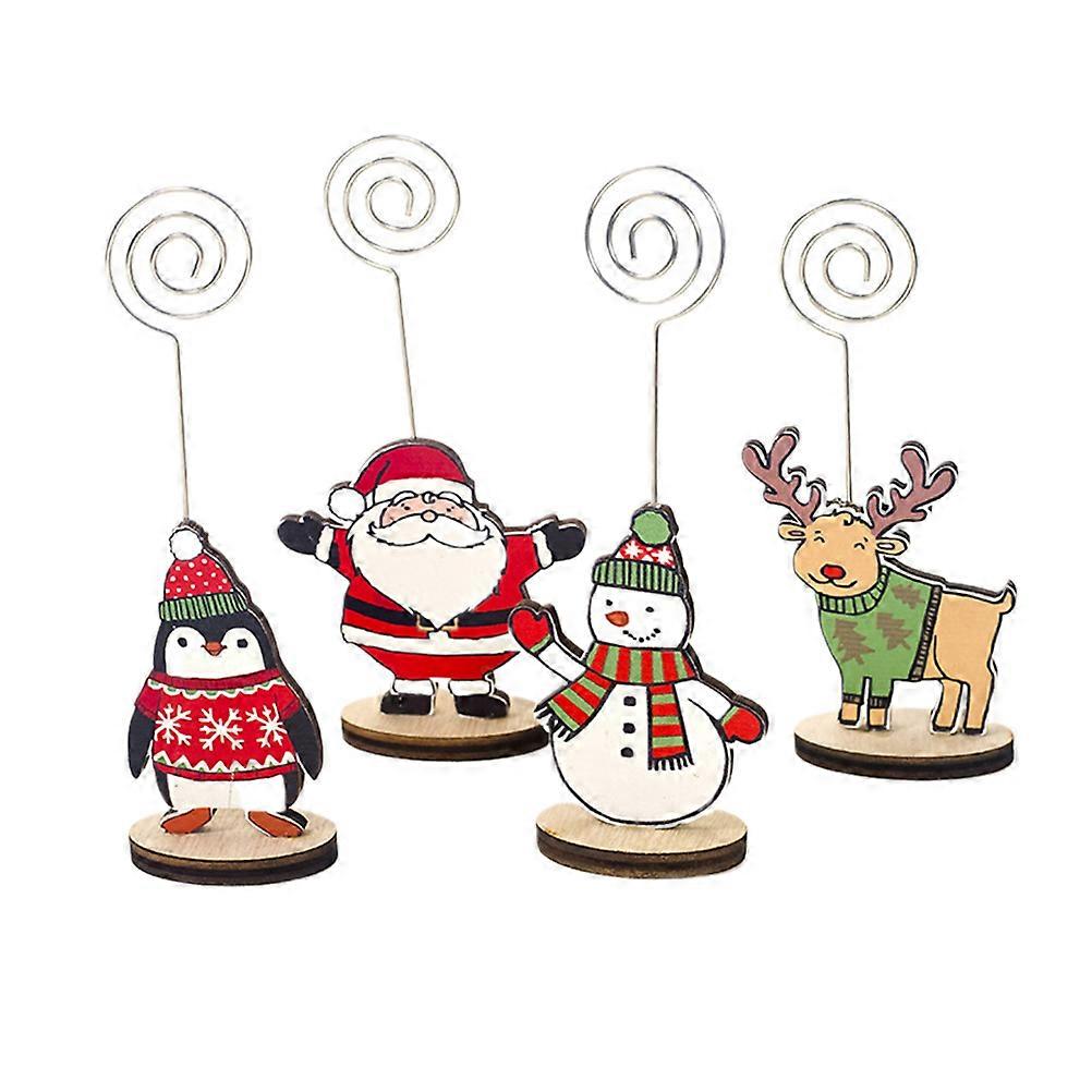 Memo Holder Table Number Holders for Decoration 4Pcs Decorative Place Christmas Pattern