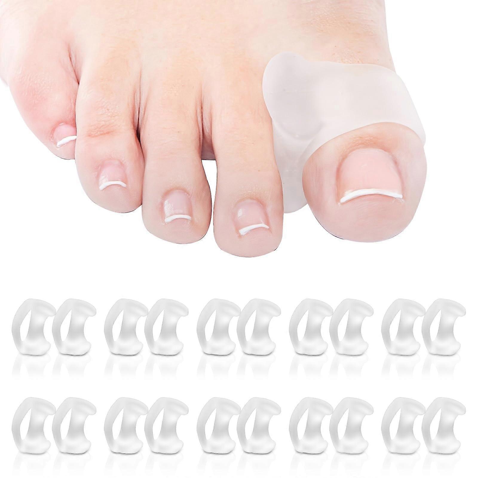 10 Pairs White Silicone Toe Separators for Pain Relief and Bunion Corrector Toe Alignment