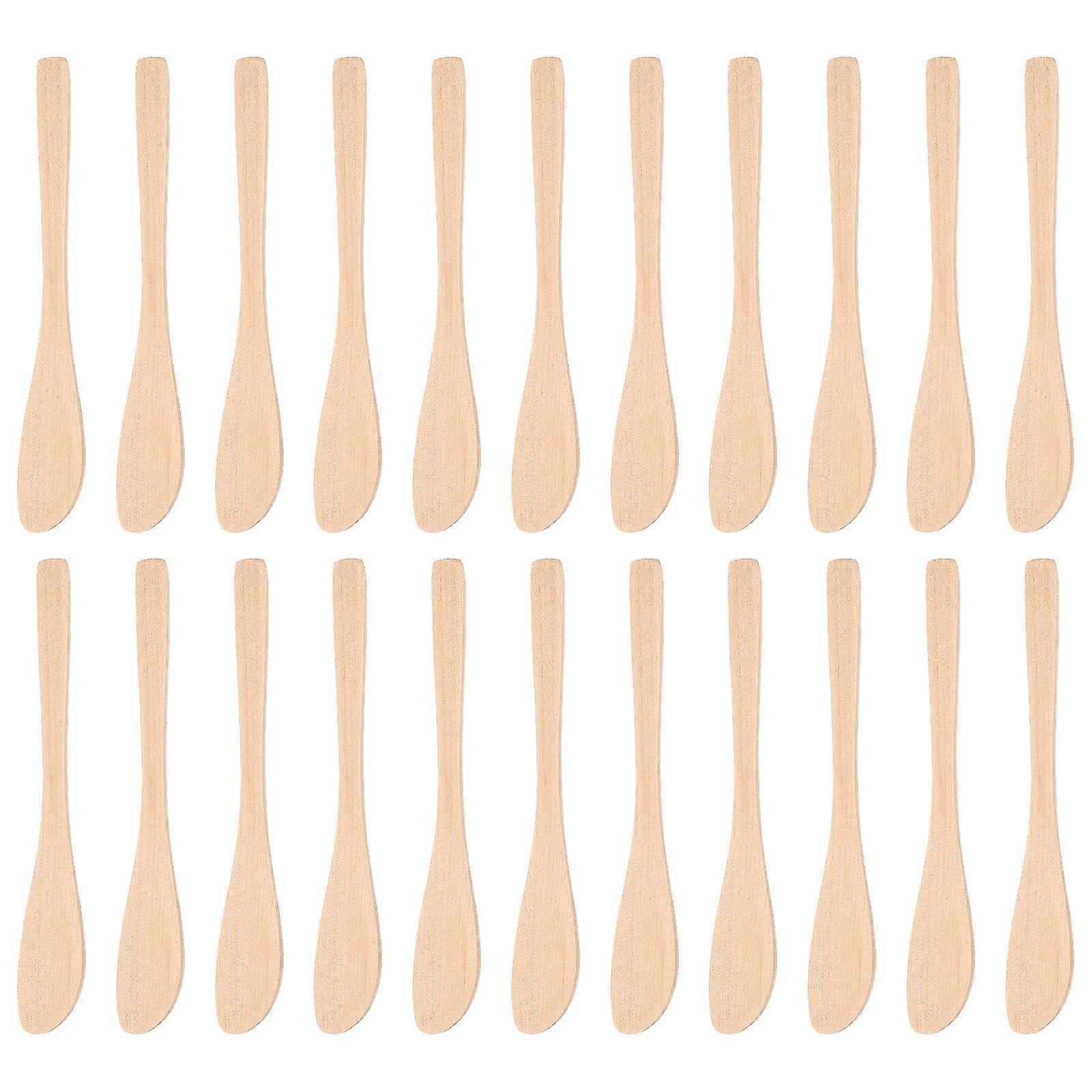20pcs Khaki Wooden Cheese Spreader Jam Spreader Dumpling Stuffing Spoon for Kitchen Use