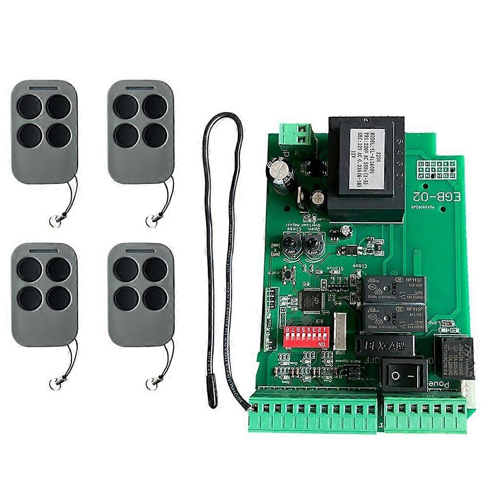 AC220 Automatic Sliding Gate Motor Control Board +4 Remote Control for Sliding Gate Opener Access Control System