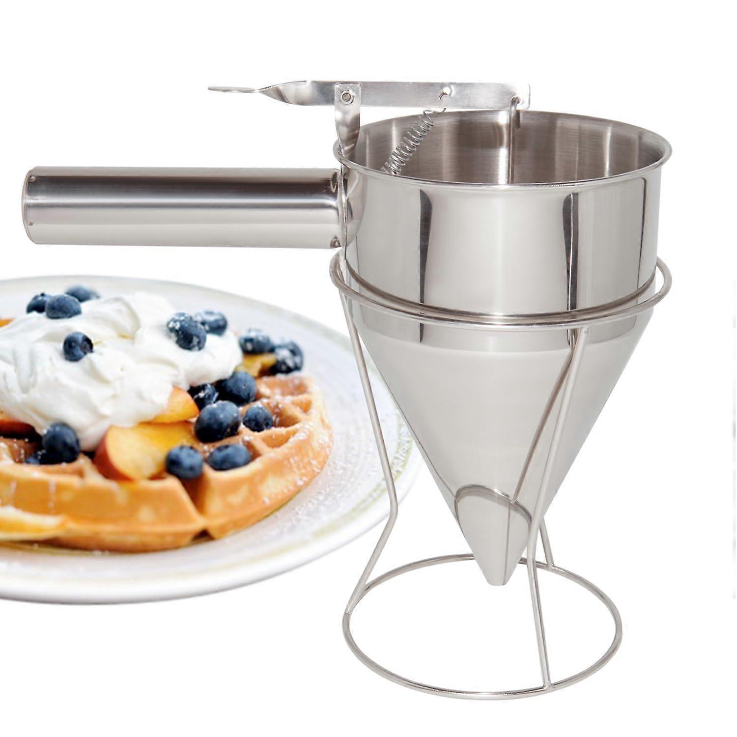 Stainless Steel Pancake Batter Dispenser with Precise Portion Control for Cupcakes and More