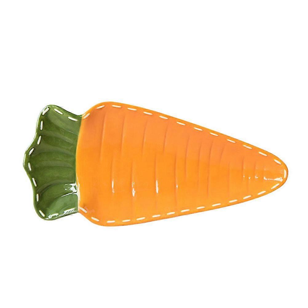 Carrot Shaped Plate Children Tableware Durable Ceramic Craft Dish 1Pcs