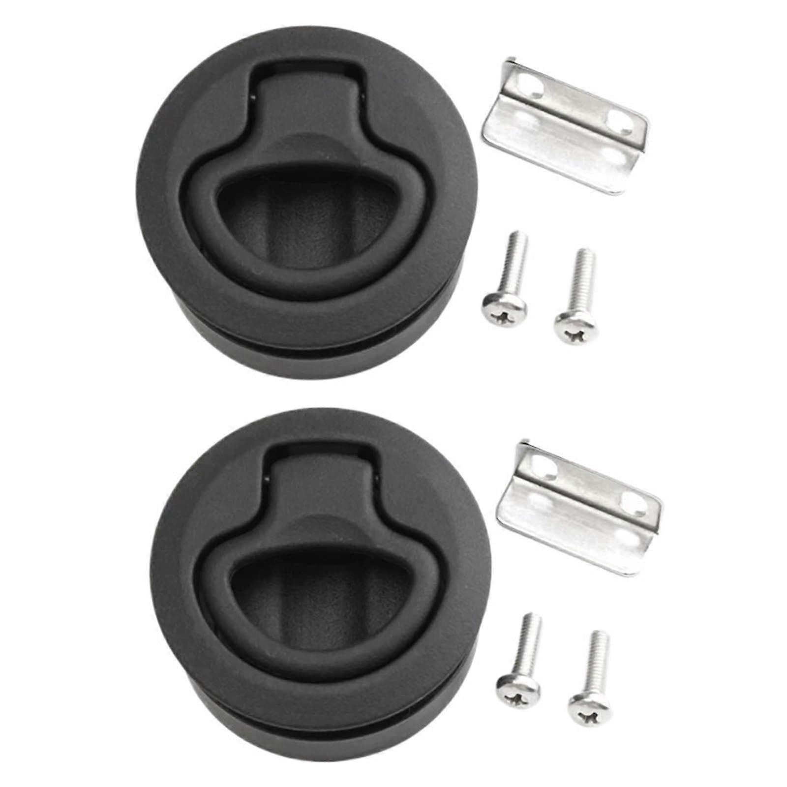 Boat Slam Latch Set 5pcs Black Round Marine Flush Pull Latch VibrationProof CorrosionResistant
