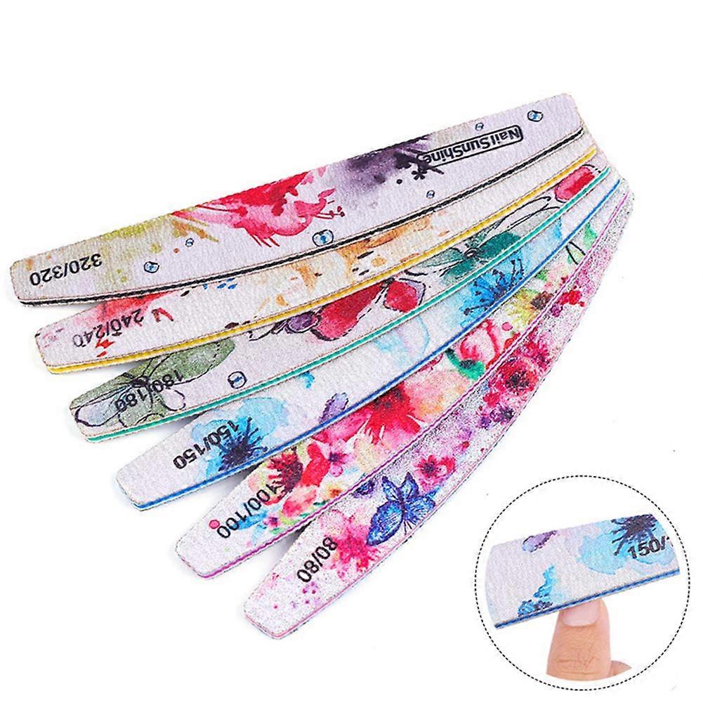 Nail Files Set and Buffers, 6Pcs Flower Pattern for Precise Shaping and Smooth Glossy Finish