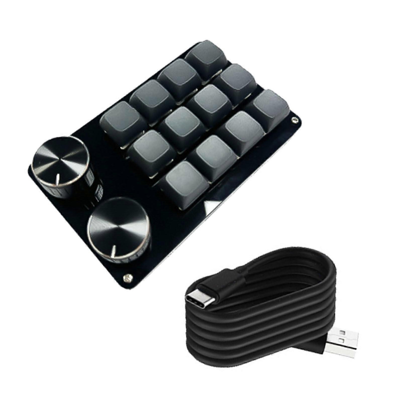 Hot Swappable Mechanical Gaming Keypad with 12 Programmable Macro Keys and Dual Knob Control