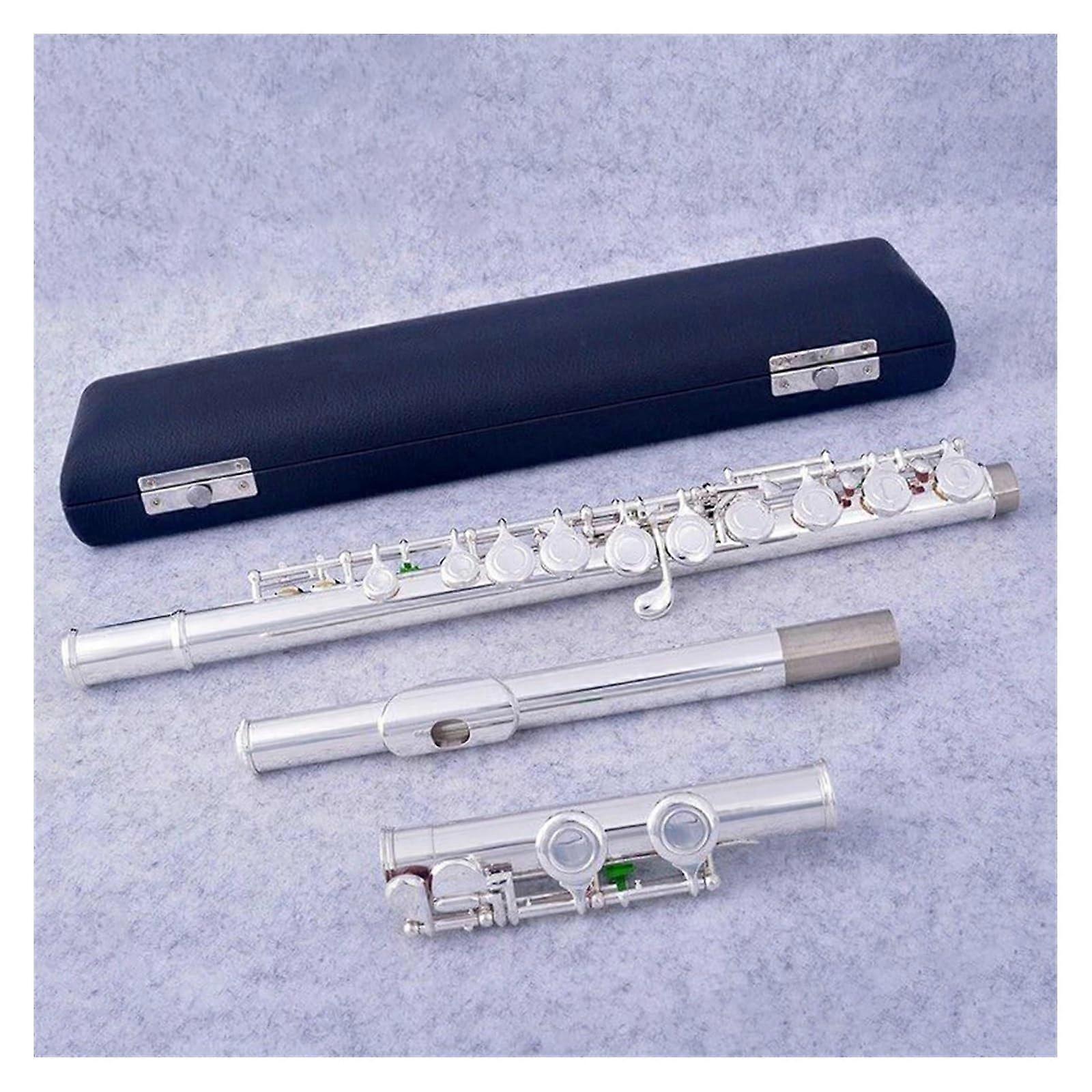 Silver Plated Student Flute with E Keys, LeftHand C Key Design, Bright Melodious Tone and Durable Pads