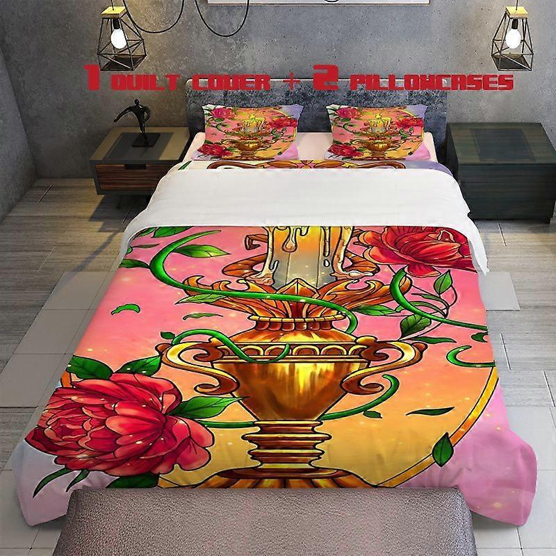 3pcs Candlestick Pattern Bedding Set Duvet Cover and Pillowcases