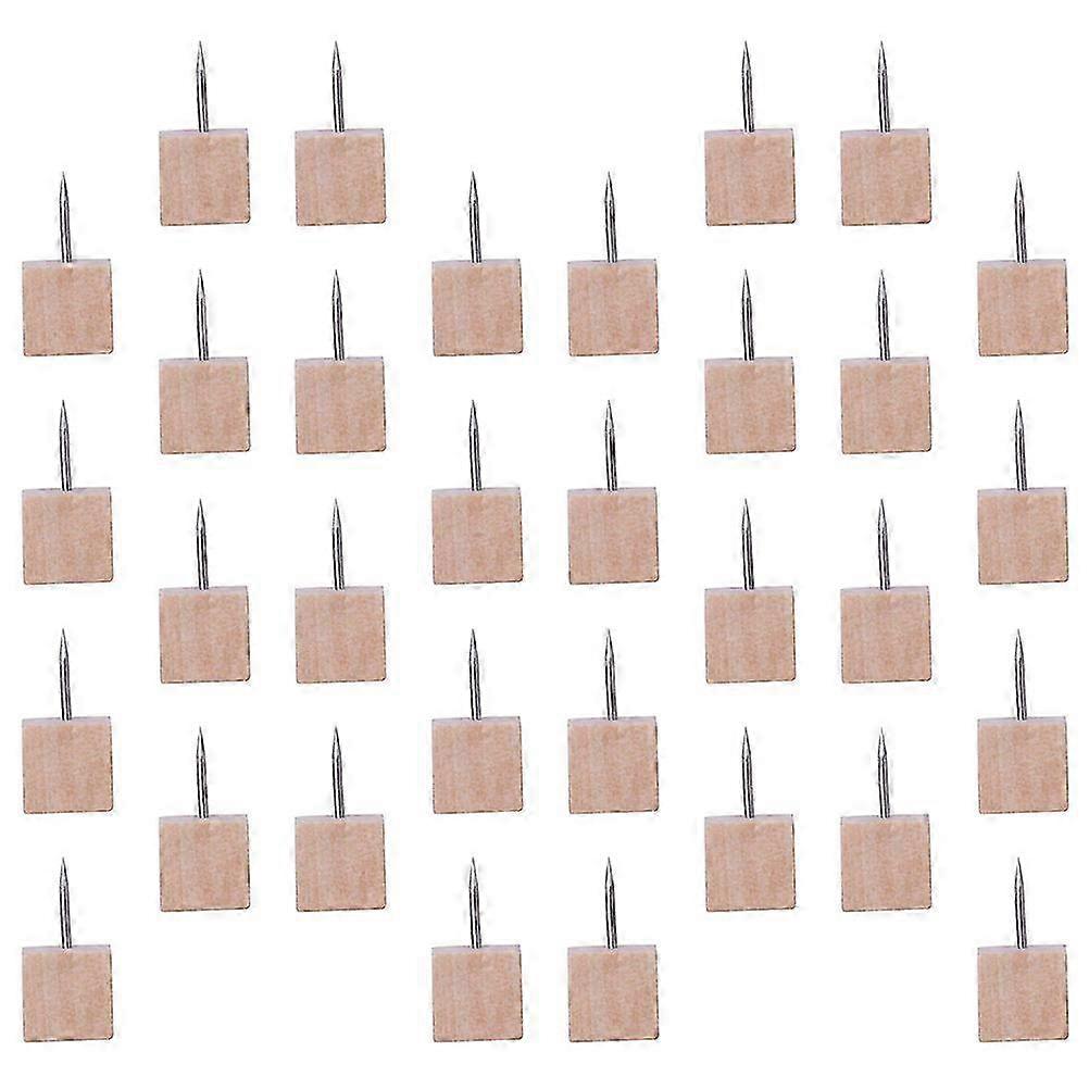 Creative Push Pin Wooden Thumb Tacks for Office Use 50Pcs Beige