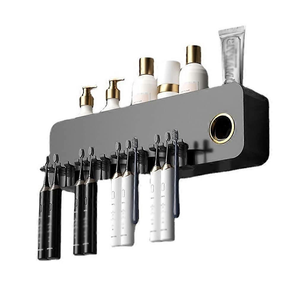 Toothbrush Holder Wall Mount with Cup and Automatic Toothpaste Dispenser, NoDrill Space Saving Design