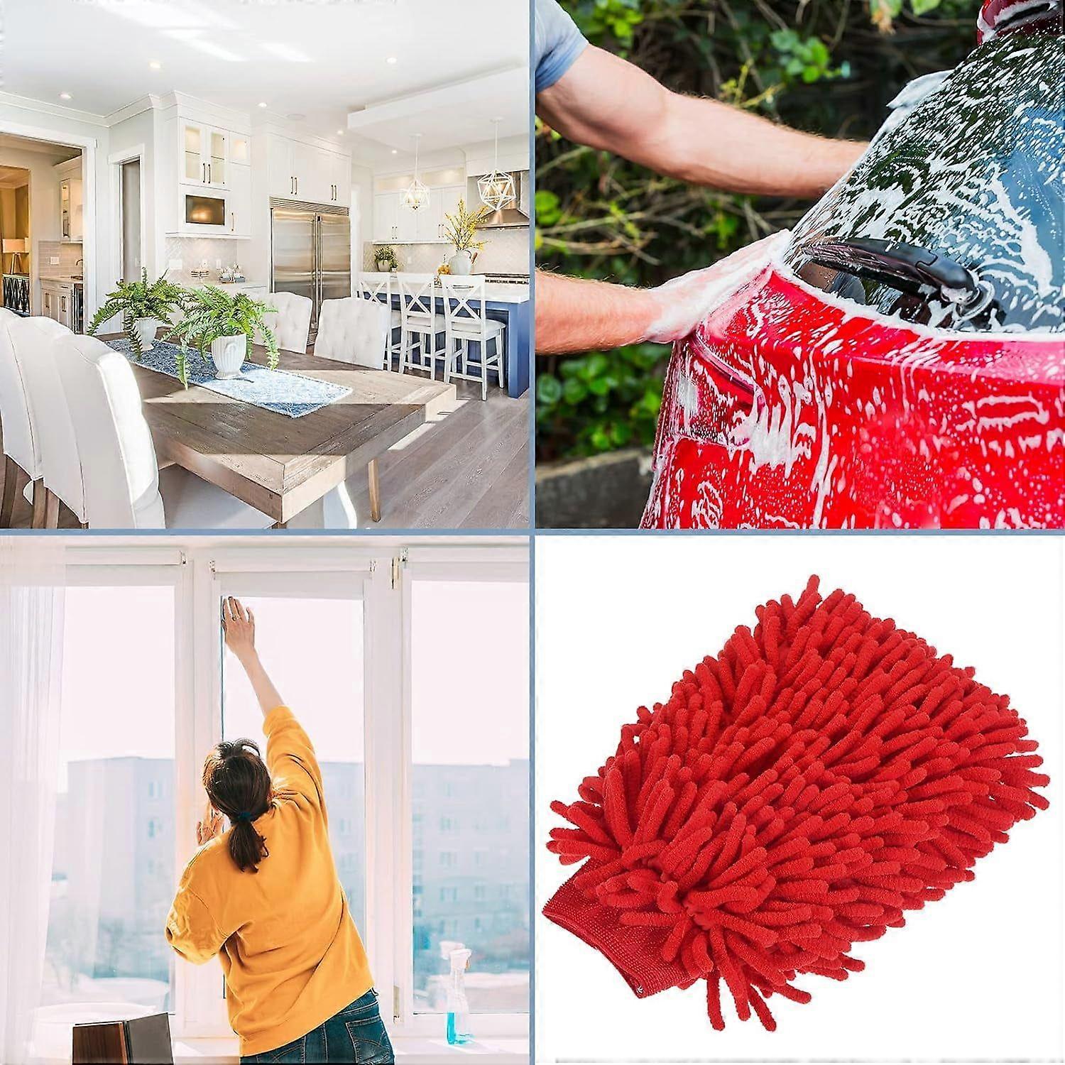 Microfiber Chenille Wash Mitt - Double Side Reusable Gloves for Cleaning,