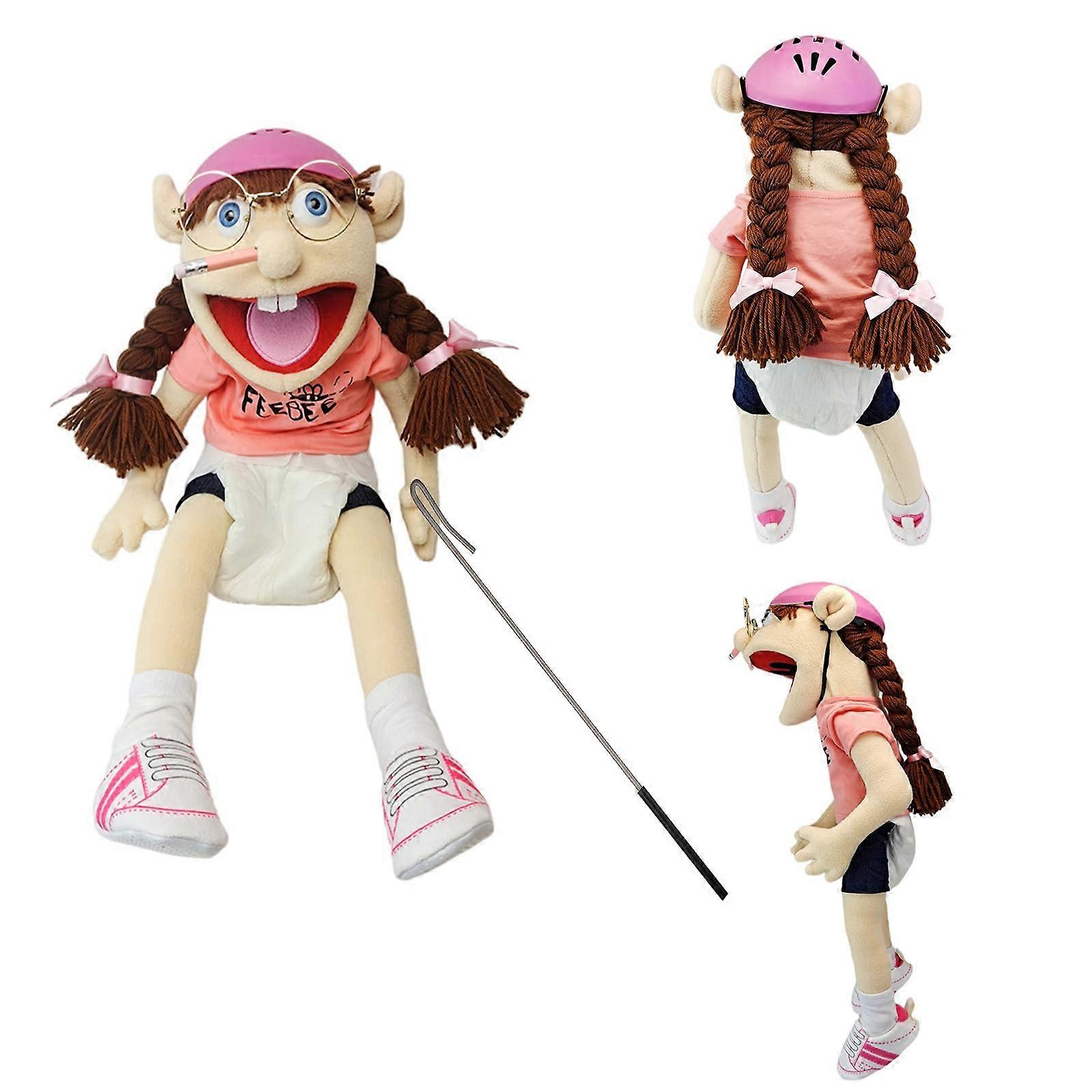 Hand Puppet with Arm Control Rod, Soft Plush Interactive Boy Toy with Removable Clothes