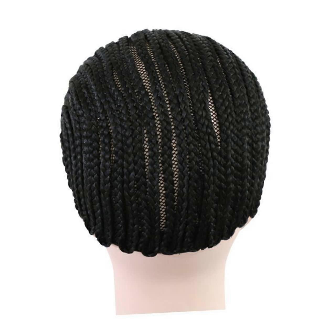 Black Cornrow Crochet Wig Cap Elastic Dome for Braiding and Wig Making Medium Size