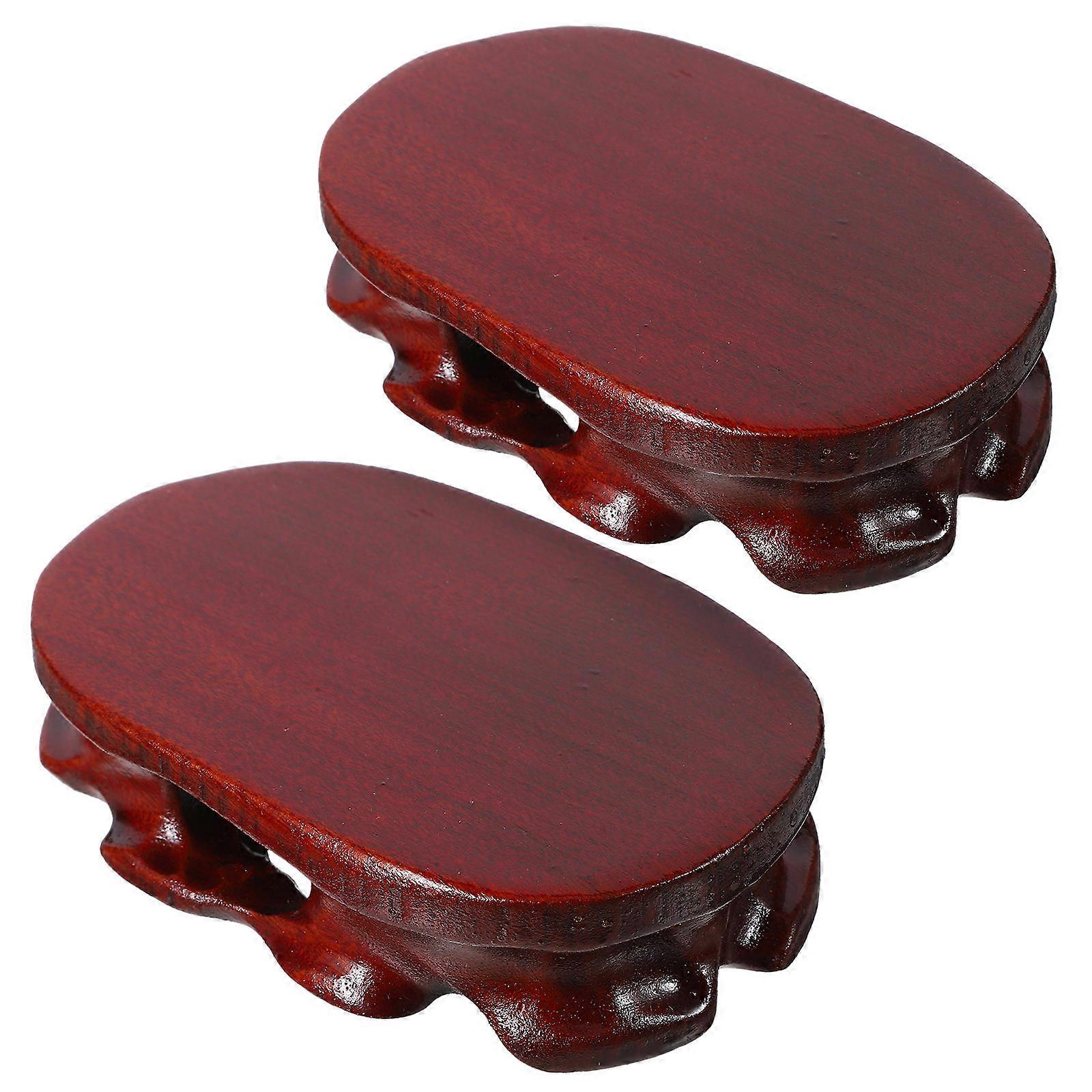 Oval Display Stand Wooden Rustic Style Home 2Pcs
