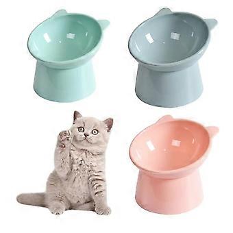 Set van 3 kattenbakjes - 15 graden kantelbaar - 13,5 cm - voor katten en kleine honden - voer en water - grijs, groen en roze