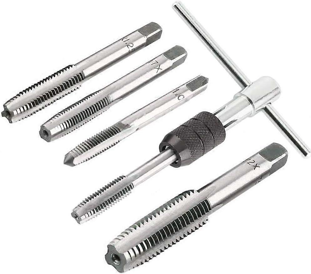 6Pcs/Set M3-M8 Adjustable Tapping Wrench T-Handle Threading Tapping Hand Tool Kit Machine Screw Metric Thread,