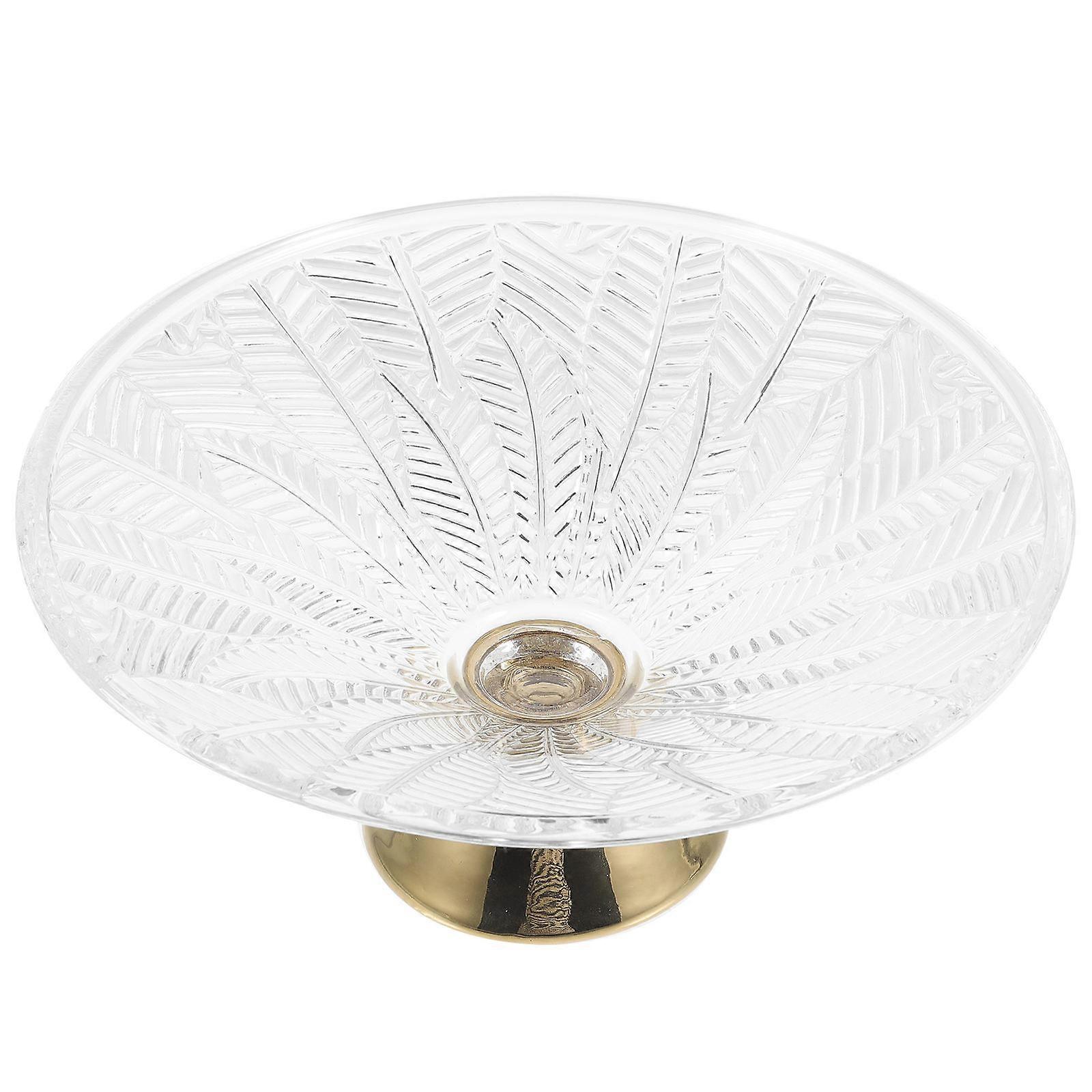 Golden Tree Leaf Glass Fruit Serving Tray Footed Fruit Bowl Multi-Function