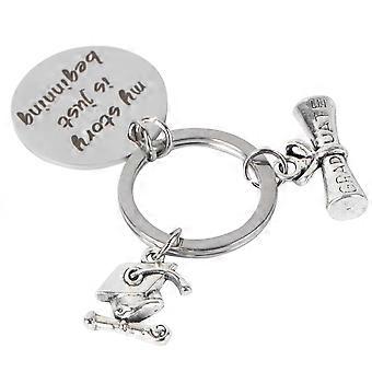 Keychain Graduation Certificate Key Ring for Decoration with Silver Color