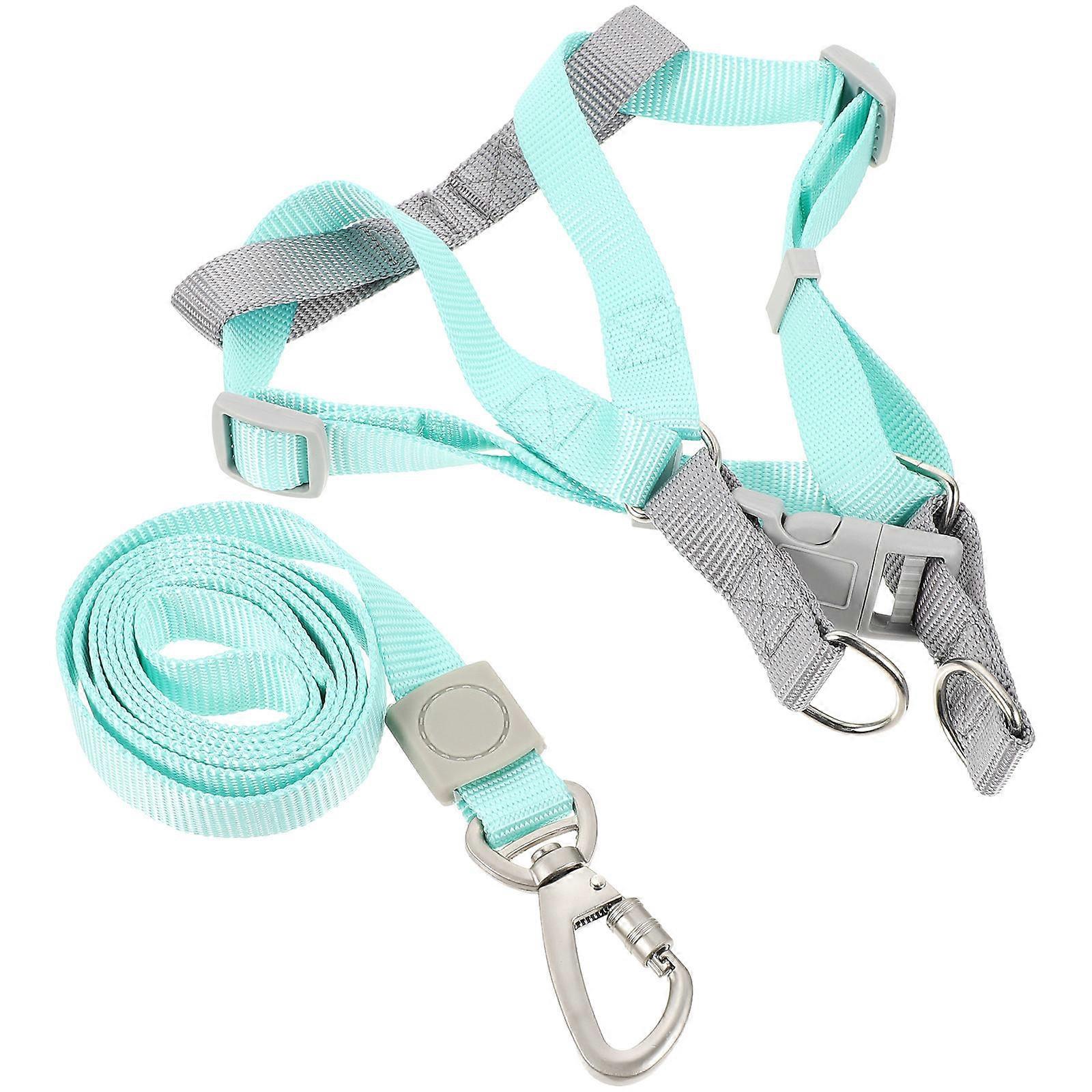 4Sets Dog Harness and Leash Set for Puppy Adjustable Green Polyester