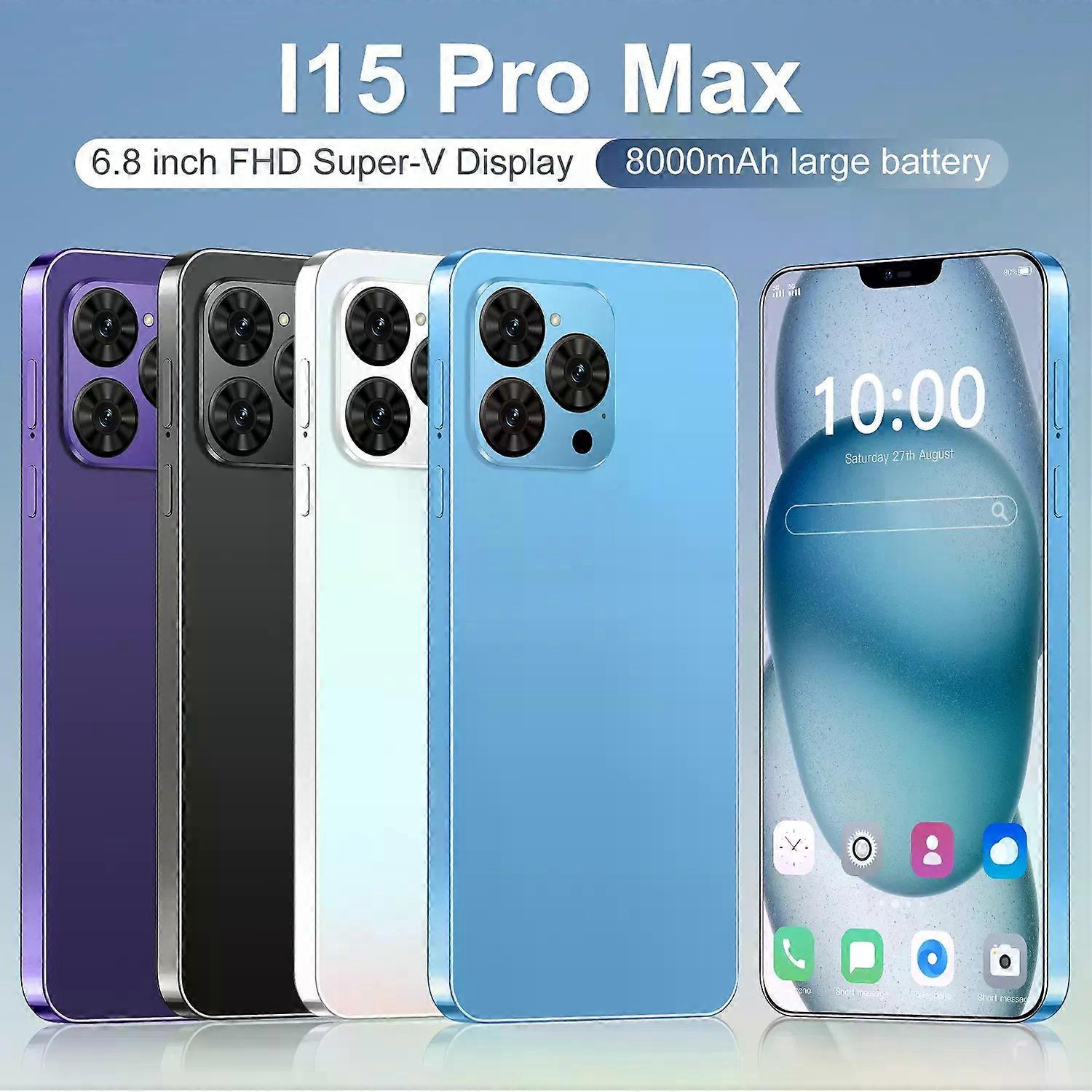 I15 Pro Max, novo smartphone Android, 4GB + 128GB, tela de 6,28 polegadas. Celular funcional.