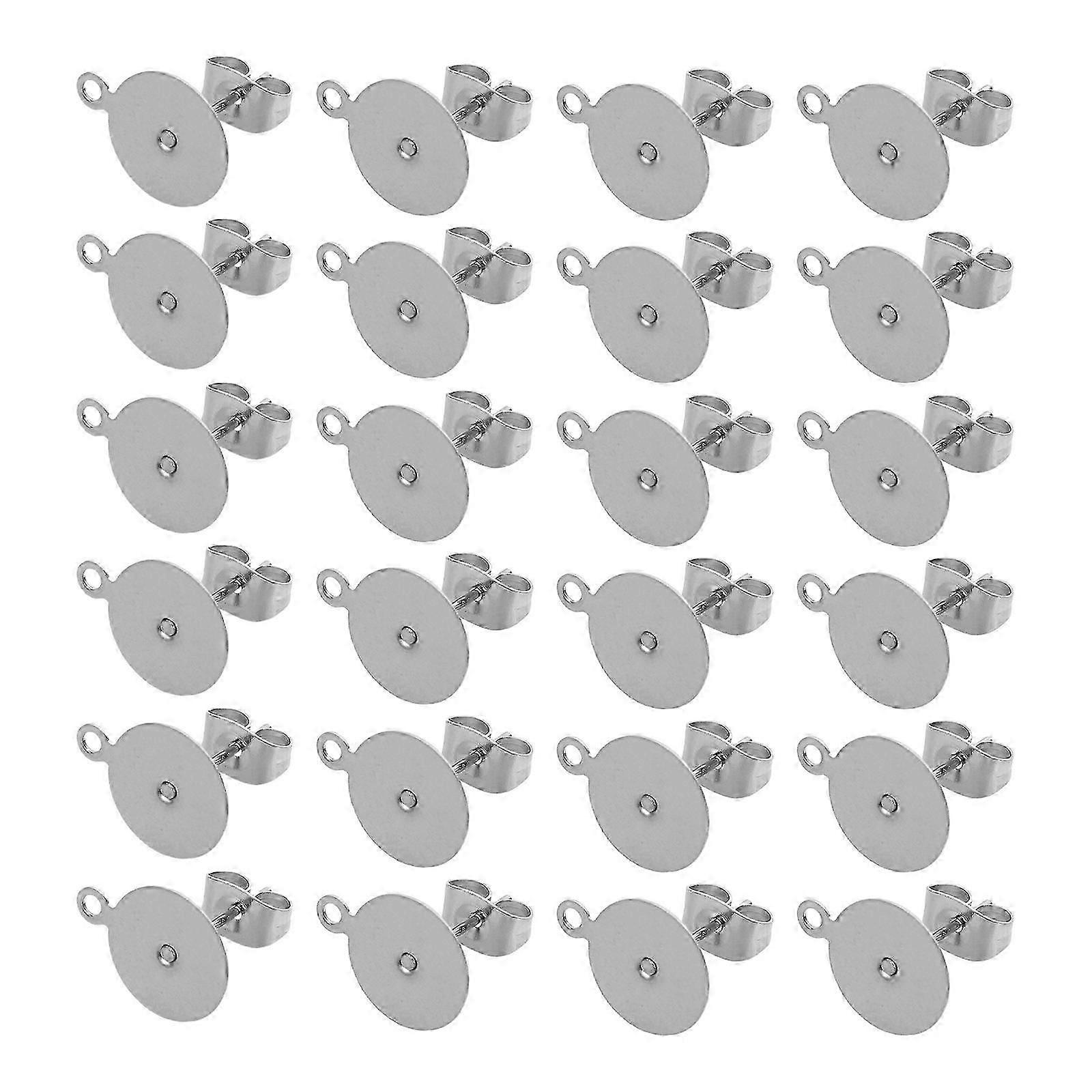 Silver Ear Studs Accessories Flat Round Stud Earring Posts for Jewelry Hardware
