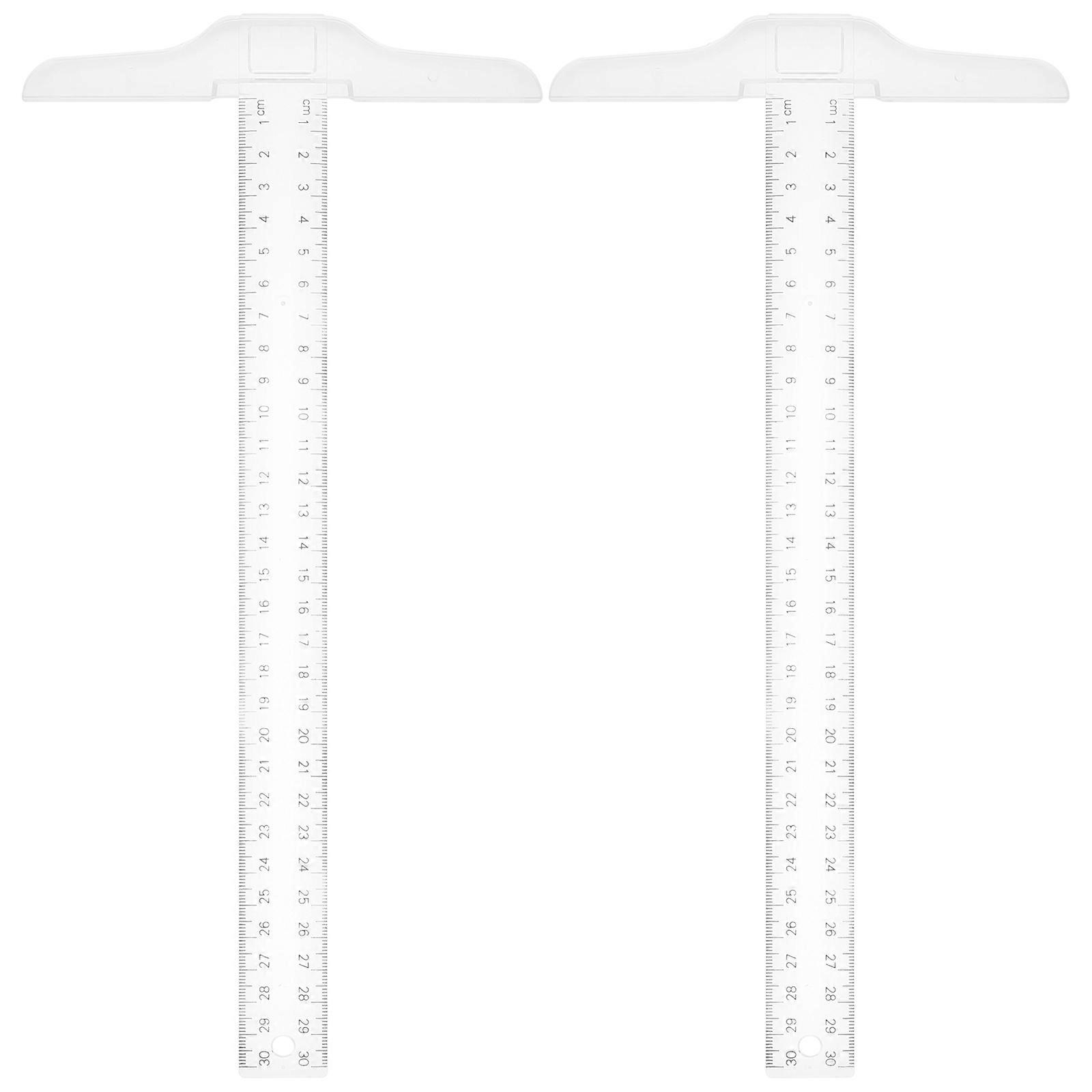 Transparent Ruler Plastic Drafting Tool for Crafting 2Pcs