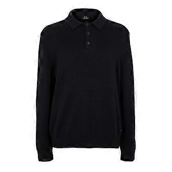 Armani Exchange Herren-Strickpolohemd mit langen Ärmeln