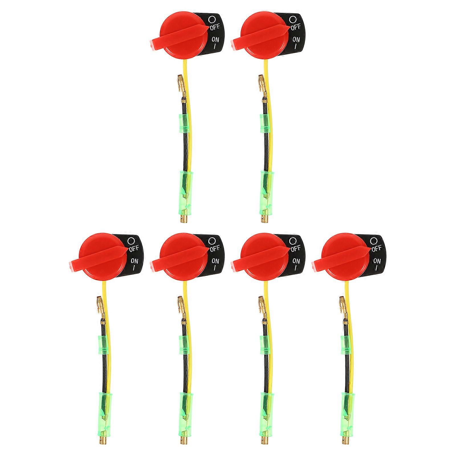 6pcs On Off Engine Stop Switch Engine Switch Generators Lawn Mower Supplies (Two Lines)