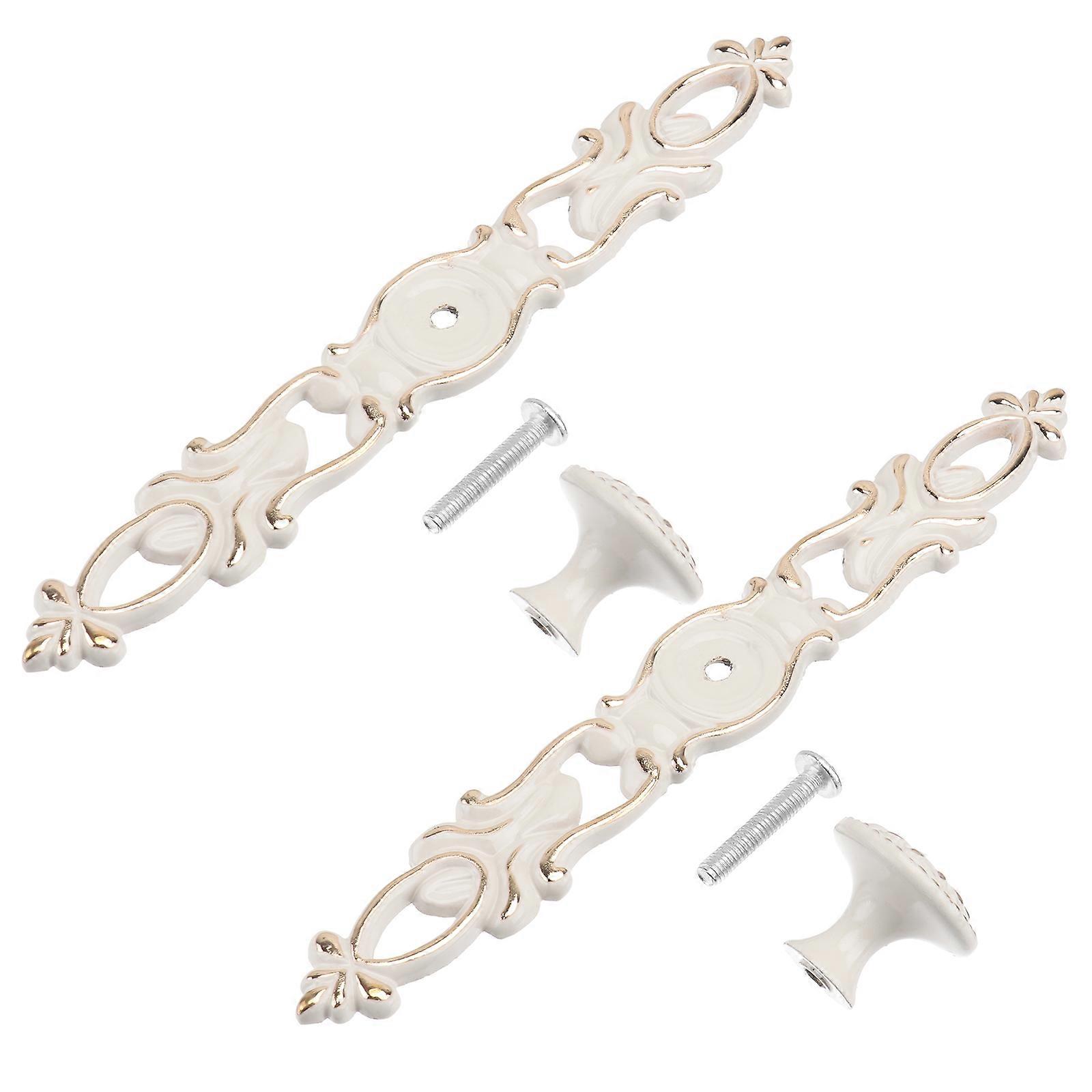 2Pcs Fashionable Door Knobs Decorative Cabinet Handles Furniture Knobs (White)