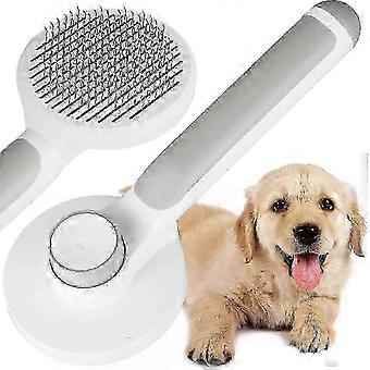 Dog and cat brush, Dog and cat self-cleaning dead hair brush, Dog and cat comb, Dog and cat long and short hair brush (grey)