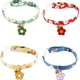 4 Pieces Dog Cat Collars With Safety Release Buckle Multicolor Adjustable Collar Pet Supple