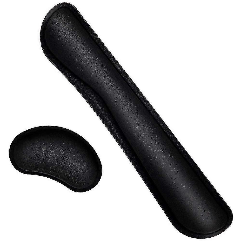 Computer Keyboard And Mouse Pad Support Memory Foam Set- Black