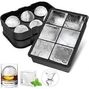 Ice Cube Tray, 45 Mm, Ice Ball Mold, 48 Mm, 6-compartment Silicone Ice Cube Tray, Bpa (bisphenol A)-free, For Whisky, Cocktails, Juice, Chocolate, Swe