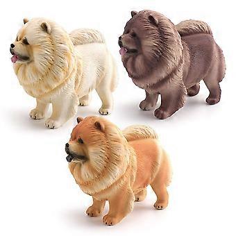 3 stuks realistische Chow Chow hondenfiguurtjes van PVC, inclusief witte, bruine en beige dierenfiguurtjes, perfect voor kinderen om mee te spelen of voor educatieve doeleinden.