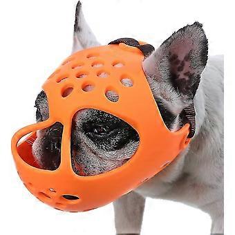 Breathable Soft Silicone Dog Muzzle for Short Snout Flat-Faced Dogs, Adjustable Fit to Prevent Biting, Chewing, and Licking