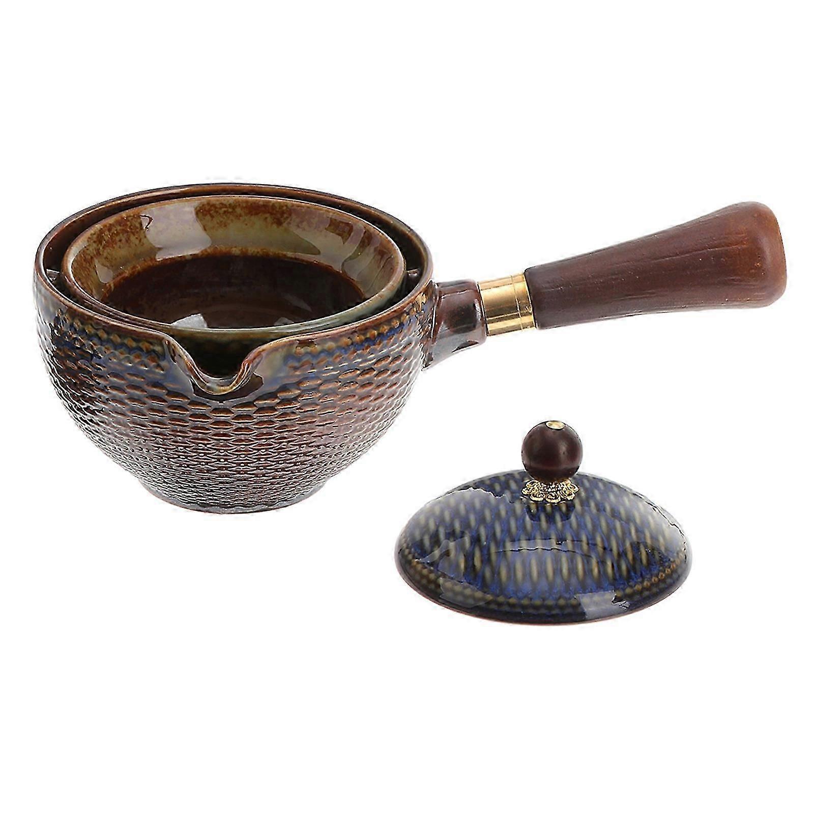 Ceramic Teapot Automatic Teapot for Tea Serving 1Set Portable Dark Blue