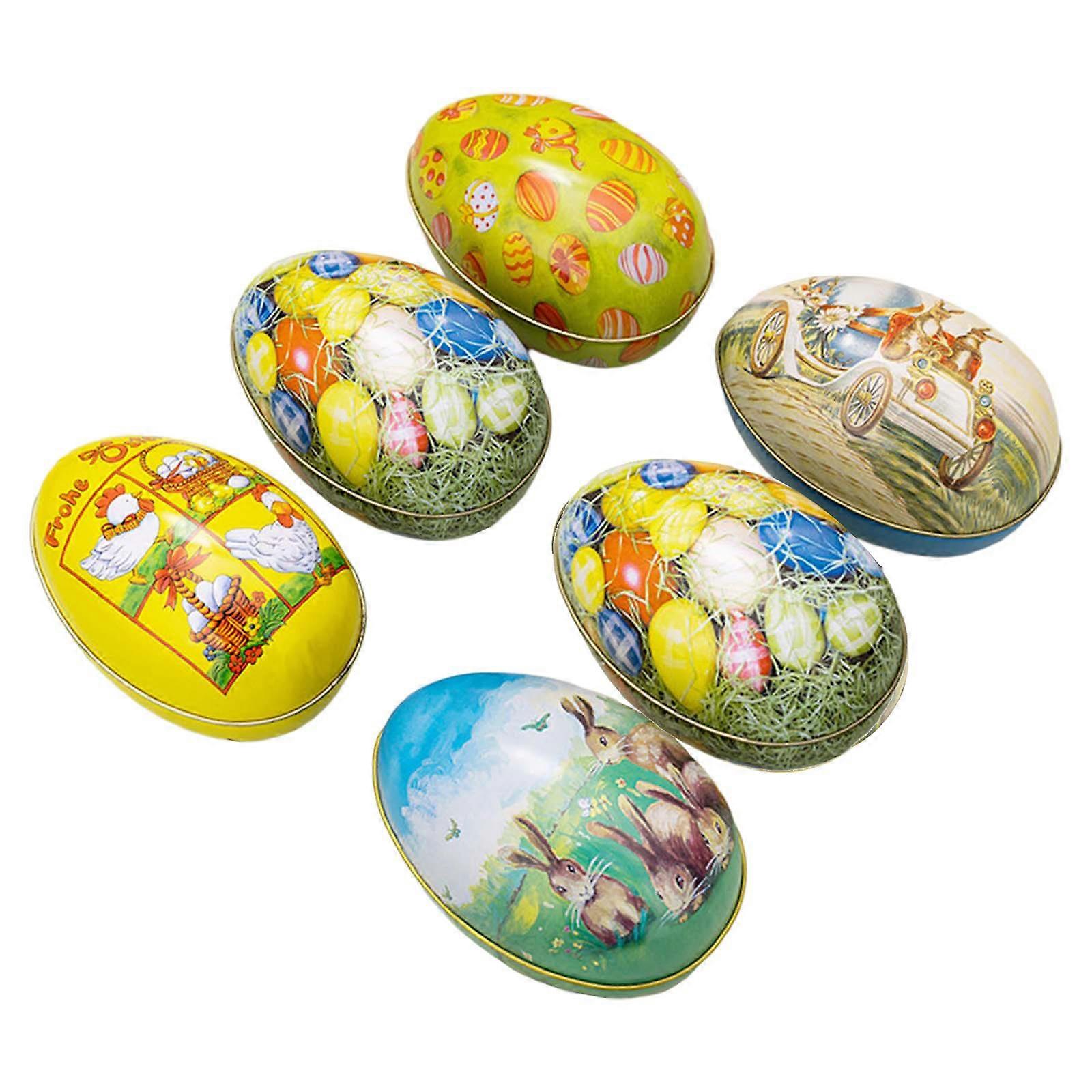 6x/Set Easter Eggs Candy Boxes Easter Decorations Cookie Container Rabbit Pattern Snacks Boxes Eggs Shape Candy Boxes Multicolor