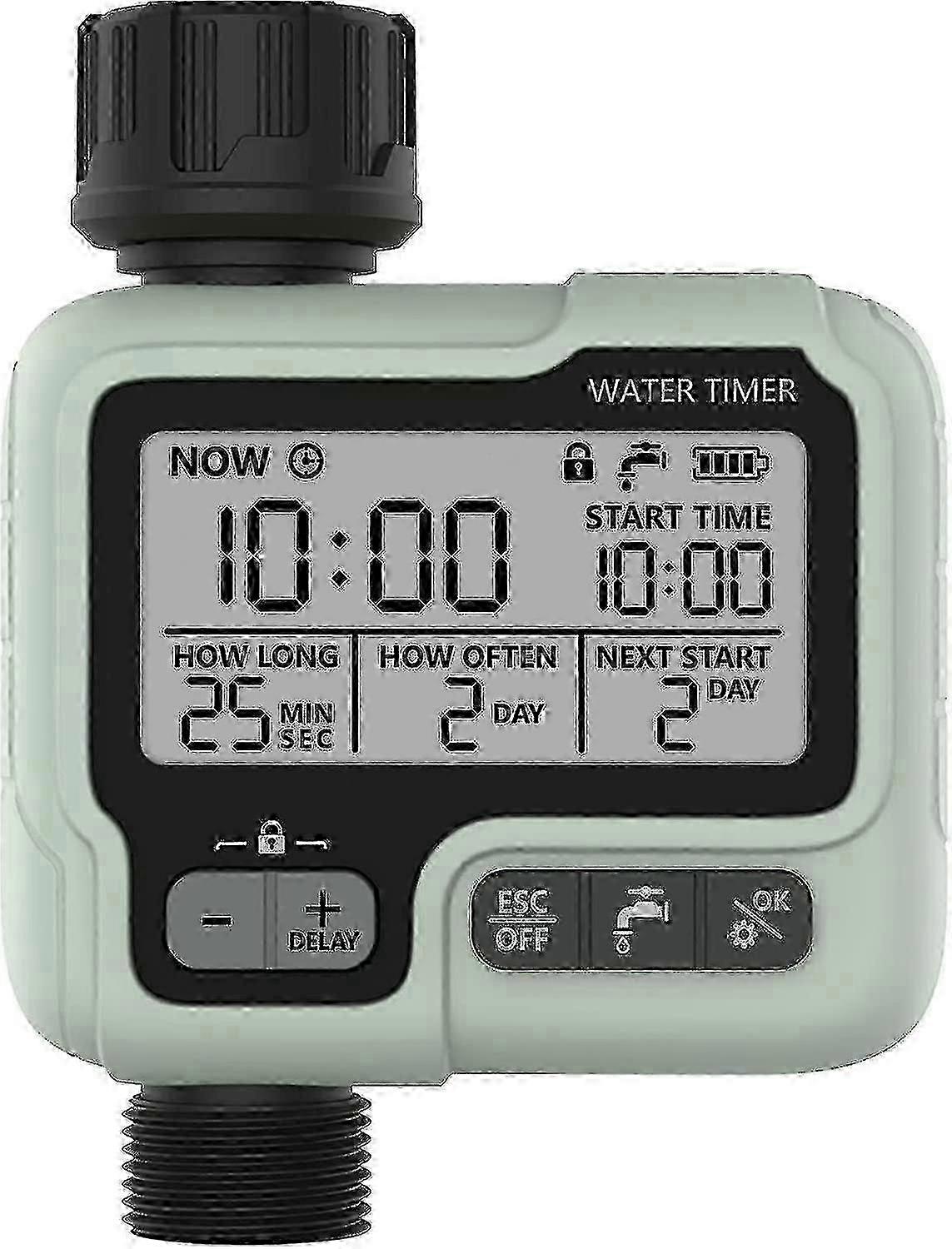 Water Timer Irrigation Timer - IPX5 Waterproof Manual/Automatic Sprinkler with Large LCD Display