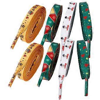 Flat Colored Shoelaces Christmas Shoelaces for Shoes 4Pairs Assorted Color