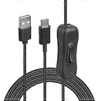 Type C 7ft Extension Cable with Switches PVC Power Cable Power Connector Cord 2m Long for Powering 5V LED Lights & Fan