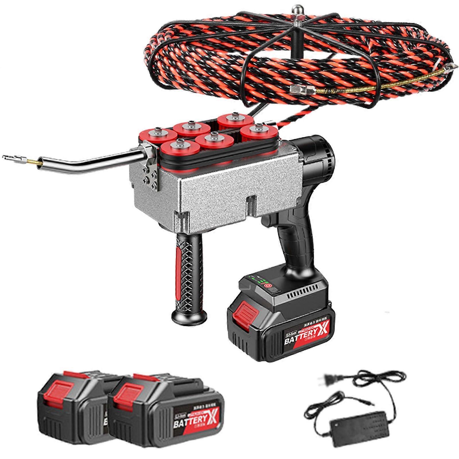 Electric Fish Tape Tool with Brushless Motor, Stepless Speed Cable Puller, Automatic Storage, 90° Adjustable Feed